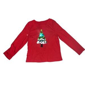 Cat & Jack XS (4/5) Top Holiday Flip Sequin Christmas Tree Casual Basic